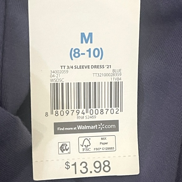 Time and Tru A-line Dress Size M 3/4 Sleeves Pockets Relaxed Fit Rayon Spandex - Picture 9 of 11